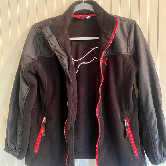 Puma Boys Jacket, Black with Red Accents, Size L. - Picture 4 of 11
